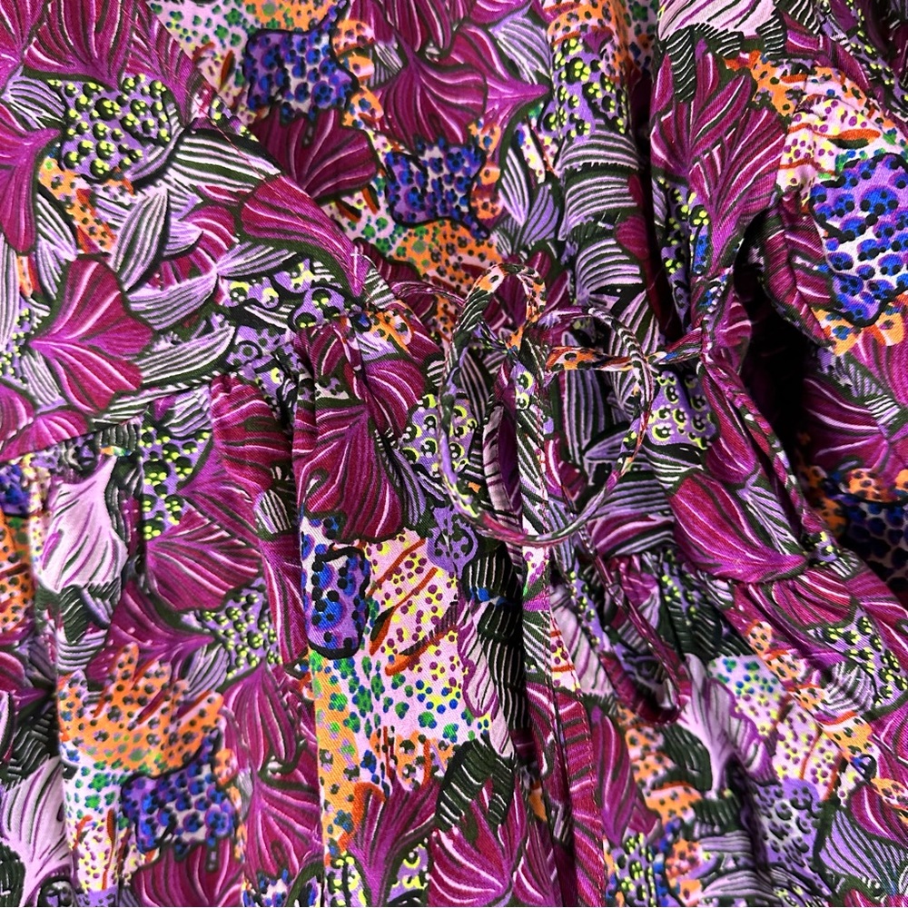 KIKA VARGAS Women’s Size XL Top Blouse Wrap Style Peplum Floral Purple NWT - Picture 7 of 16